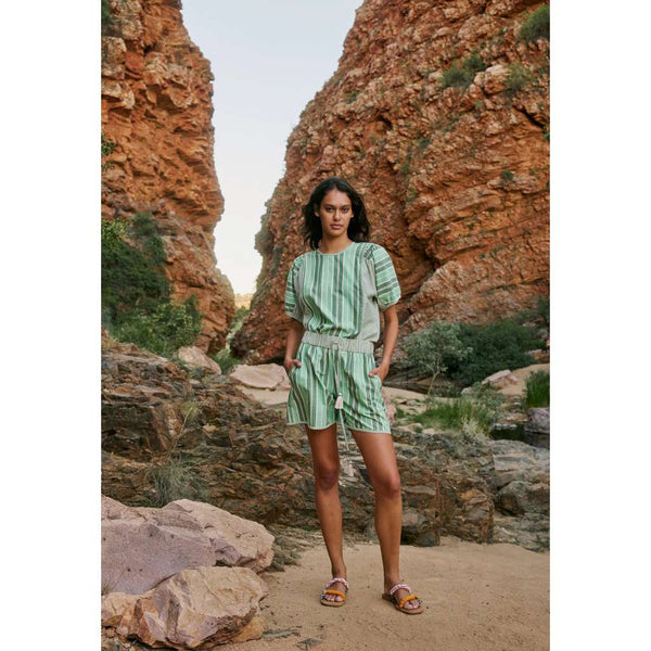 Iris Short | Green Stripe by Nancybird. Australian Art Prints and Homewares. Green Door Decor. www.greendoordecor.com.au