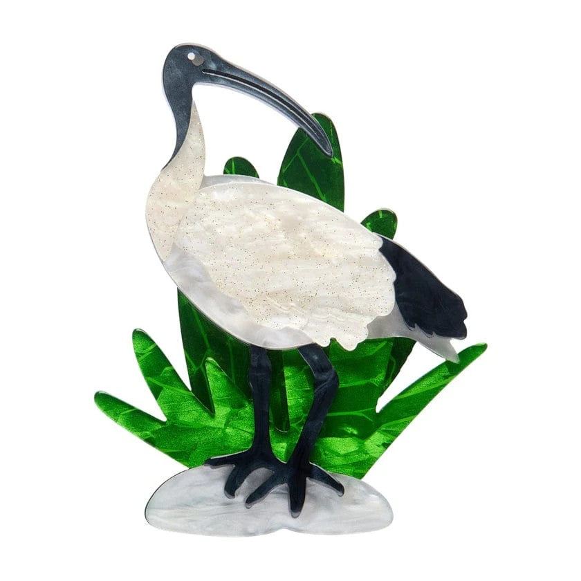 Izzy the Ibis Brooch | Erstwilder. Australian Art Prints and Homewares. Green Door Decor. www.greendoordecor.com.au