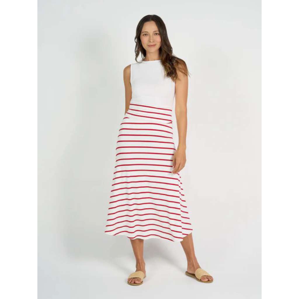 Jackson Bamboo Maxi Skirt | Lipstick White Stripe by Lou Lou Australia. Australian Art Prints, Fashion and Homewares. Green Door Decor. www.greendoordecor.com.au