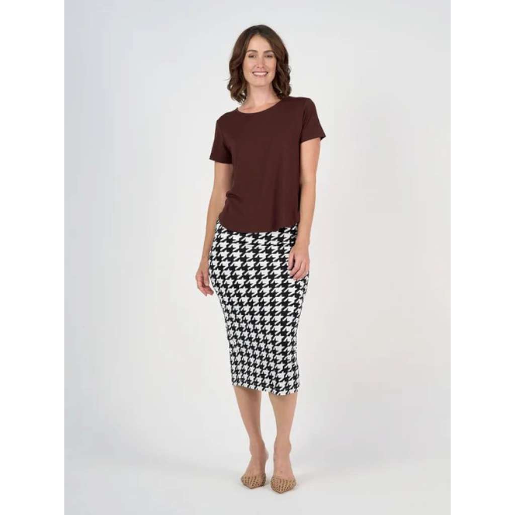 Janis Short Sleeve Bamboo T-Shirt - Burgundy by Lou Lou Australia. Australian Art Prints, Gifts, Fashion and Homewares. Green Door Decor. www.greendoordecor.com.au