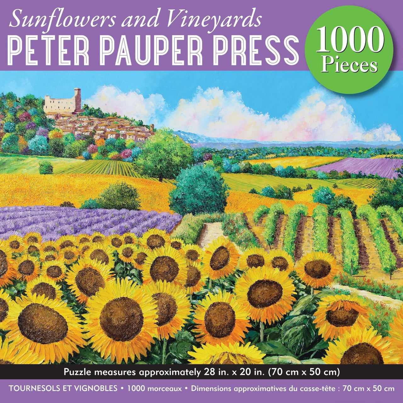 Jigsaw Puzzle (1000 Pieces) | Sunflowers & Vineyards by Peter Pauper Press. Australian Art Prints, Gifts, Fashion and Homewares. Green Door Decor. www.greendoordecor.com.au