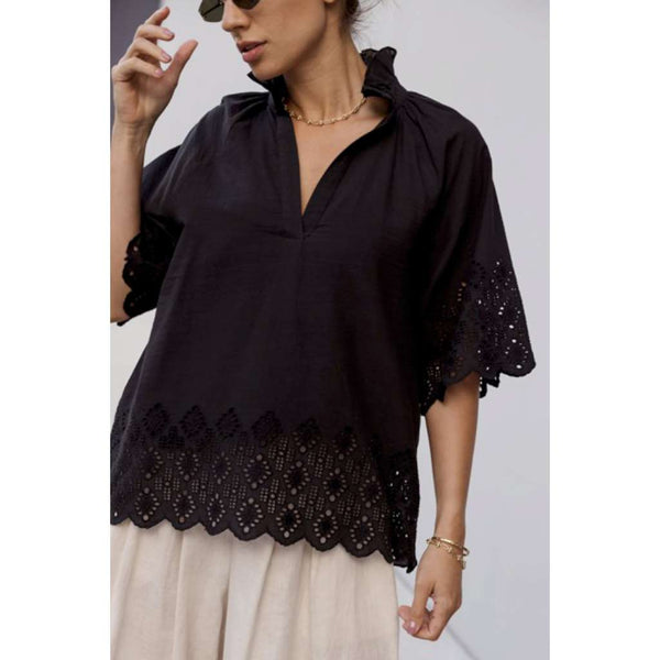 Jolta Blouse | Black by Alexandra. Australian Art Prints, Fashion and Homewares. Green Door Decor. www.greendoordecor.com.au