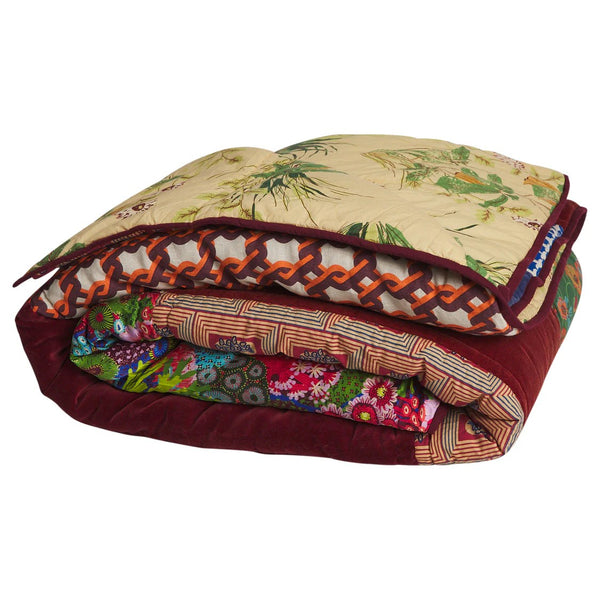 'Kai' Patchwork Bedcover | Garnet by Sage and Clare. Australian Art Prints, Fashion and Homewares. Green Door Decor. www.greendoordecor.com.au