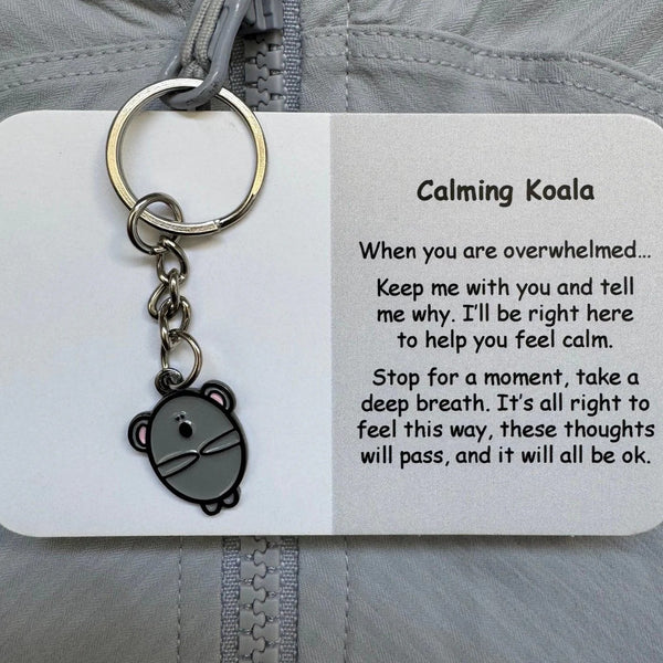 Calming Koala | Mental Wellbeing Keyring by Little Joys by Amelie. Australian Art Prints and Homewares. Green Door Decor. www.greendoordecor.com.au