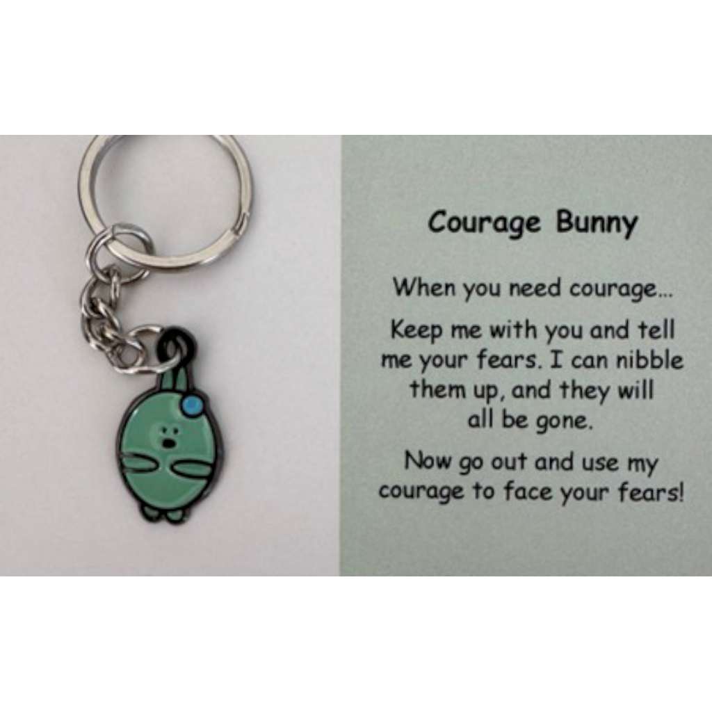 Courage Bunny | Mental Wellbeing Keyring by Little Joys by Amelie. Australian Art Prints and Homewares. Green Door Decor. www.greendoordecor.com.au