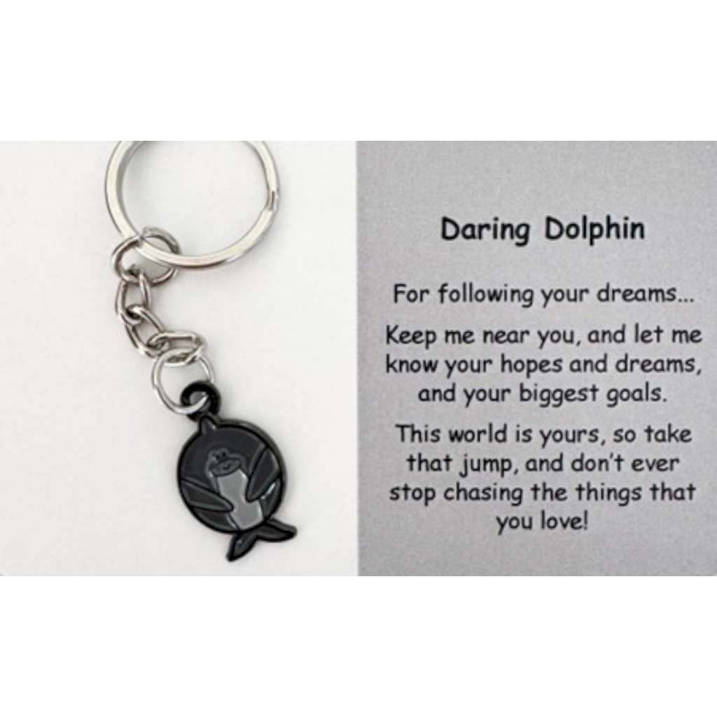 Daring Dolphin | Mental Wellbeing Keyring by Little Joys by Amelie. Australian Art Prints and Homewares. Green Door Decor. www.greendoordecor.com.au