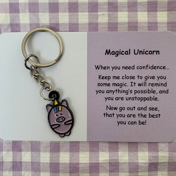 Magical Unicorn | Mental Wellbeing Keyring by Little Joys by Amelie. Australian Art Prints and Homewares. Green Door Decor. www.greendoordecor.com.au