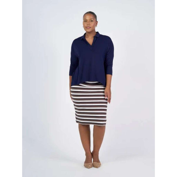 Khan Bamboo 3/4 Sleeve Collared Polo Top | Navy by Lou Lou Australia. Australian Art Prints, Gifts, Fashion and Homewares. Green Door Decor. www.greendoordecor.com.au