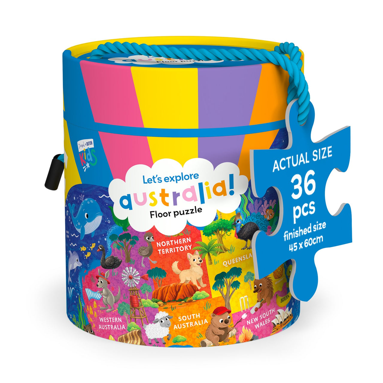 Kids 36pc Floor Puzzle | Let's Explore Australia by Diesel & Dutch. Australian Art Prints, Gifts, Fashion and Homewares. Green Door Decor. www.greendoordecor.com.au