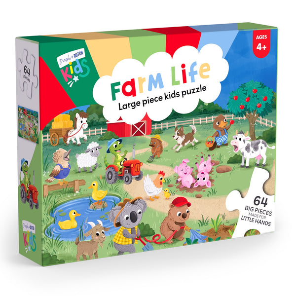 Kids 64pc Jigsaw Puzzle | Farm Life by Diesel & Dutch. Australian Art Prints, Gifts, Fashion and Homewares. Green Door Decor. www.greendoordecor.com.au