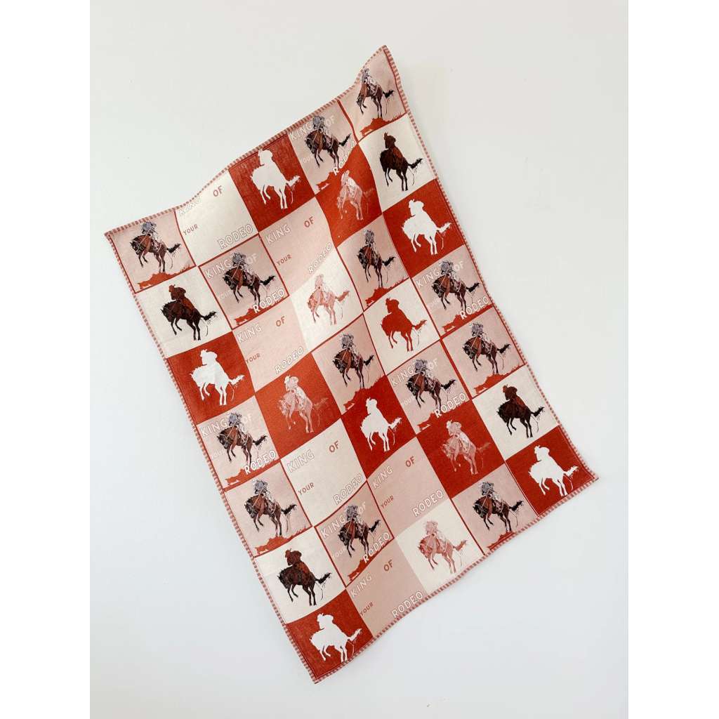 King of your Rodeo Linen Tea Towel | Whitney Spicer Art. Australian Art Prints and Homewares. Green Door Decor. www.greendoordecor.com.au