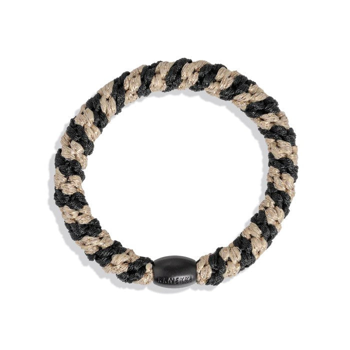 KKNEKKI Original Hair Tie | Black-Beige Glitter Stripe by Kknekki. Australian Art Prints, Gifts, Fashion and Homewares. Green Door Decor. www.greendoordecor.com.au