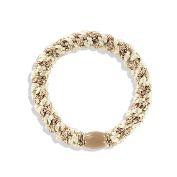 KKNEKKI Original Hair Tie | Ivory-Beige Glitter Stripe by Kknekki. Australian Art Prints, Gifts, Fashion and Homewares. Green Door Decor. www.greendoordecor.com.au