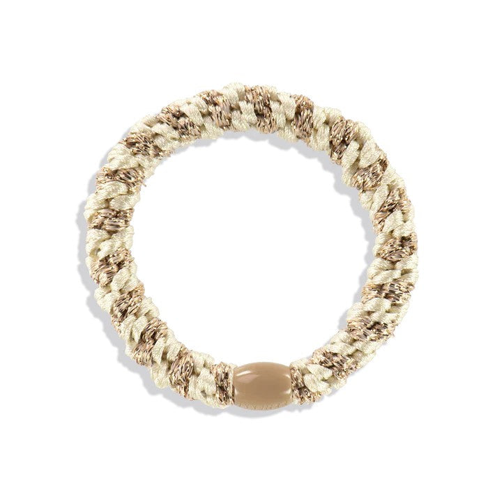 KKNEKKI Original Hair Tie | Ivory-Beige Glitter Stripe by Kknekki. Australian Art Prints, Gifts, Fashion and Homewares. Green Door Decor. www.greendoordecor.com.au