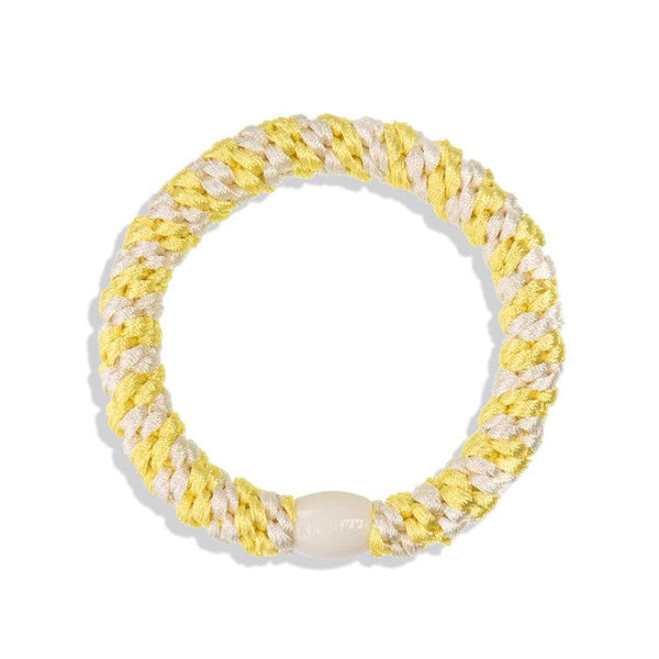 KKNEKKI Original Hair Tie | Lemon Ivory Stripe by Kknekki. Australian Art Prints, Gifts, Fashion and Homewares. Green Door Decor. www.greendoordecor.com.au