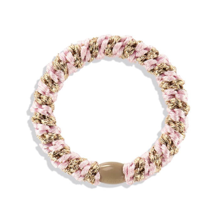 KKNEKKI Original Hair Tie | Light Pink / Beige Glitter Stripe by KKNEKKI. Australian Art Prints, Gifts, Fashion and Homewares. Green Door Decor. www.greendoordecor.com.au