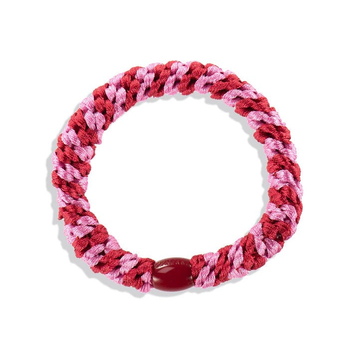 KKNEKKI Original Hair Tie | Red-Bubblegum Stripe by Kknekki. Australian Art Prints, Gifts, Fashion and Homewares. Green Door Decor. www.greendoordecor.com.au