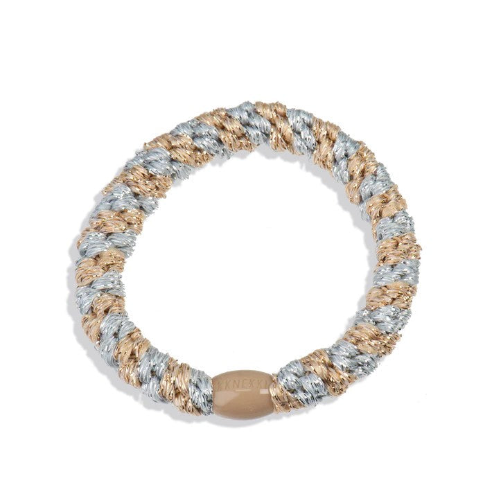 KKNEKKI Original Hair Tie | Silver-Beige Glitter Stripe by Kknekki. Australian Art Prints, Gifts, Fashion and Homewares. Green Door Decor. www.greendoordecor.com.au
