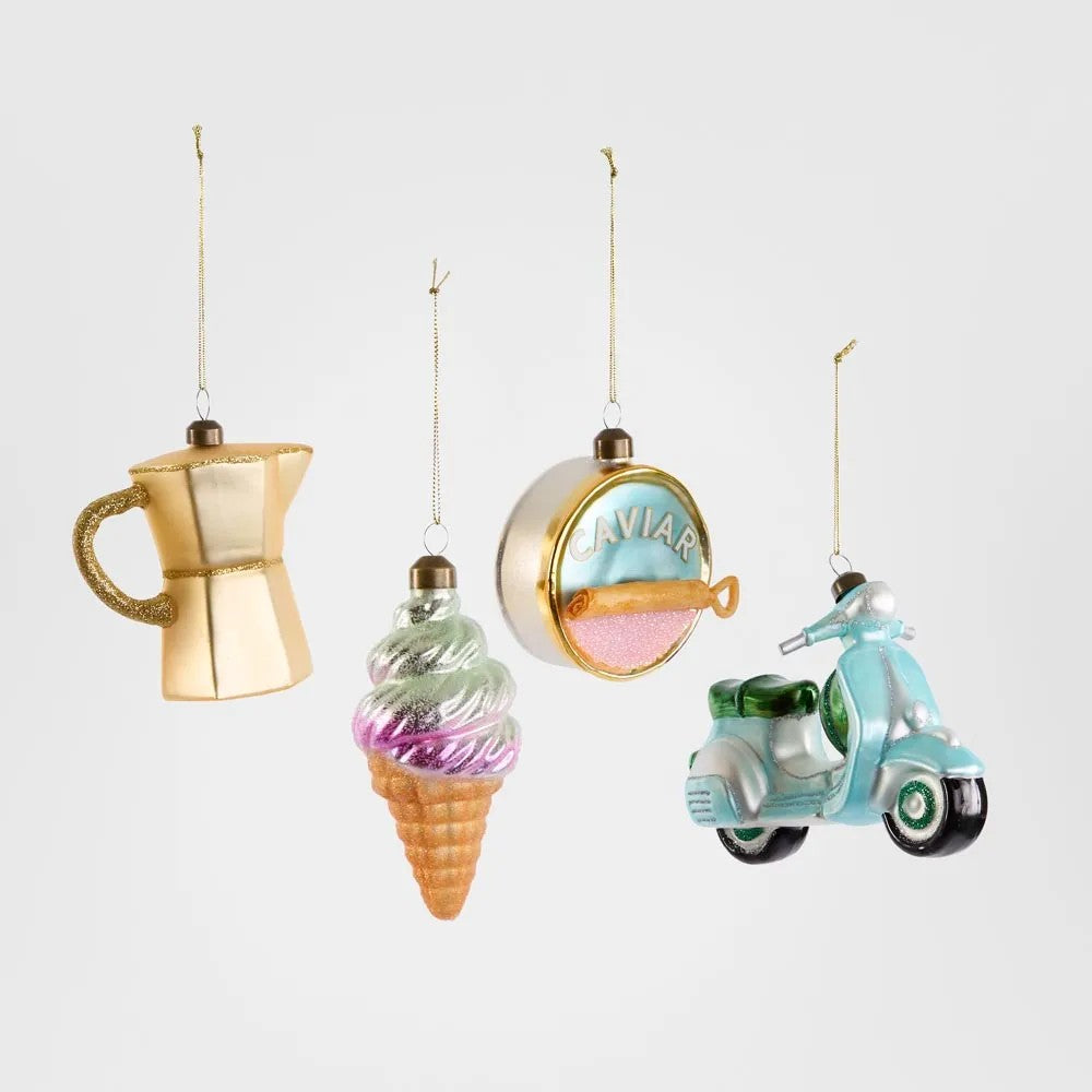 La Dolce Vita Mixed Decoration - Box set of 4 | Christmas Hanging Decorations by Florabelle. Australian Art Prints and Homewares. Green Door Decor. www.greendoordecor.com.au