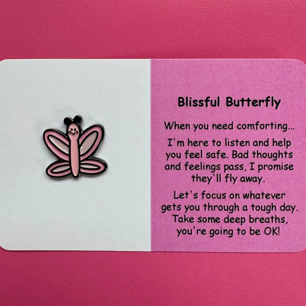 Blissful Butterfly | Mental Wellbeing Lapel Pin by Little Joys by Amelie. Australian Art Prints and Homewares. Green Door Decor. www.greendoordecor.com.au