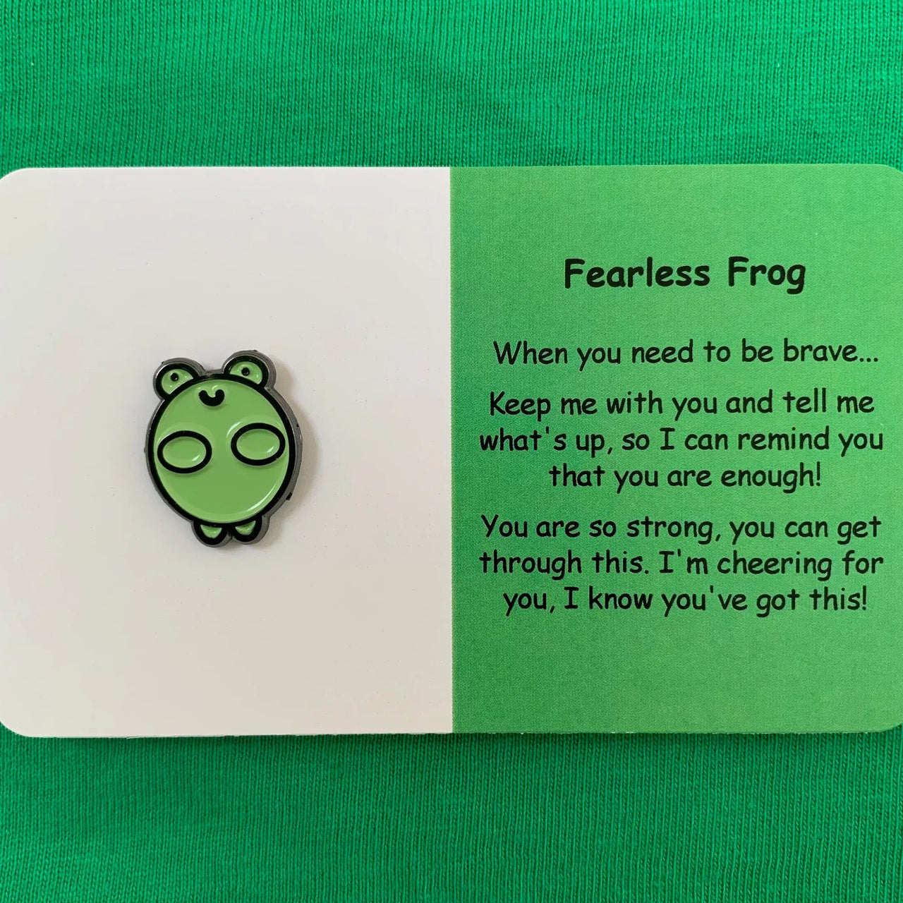 Fearless Frog | Mental Wellbeing Lapel Pin by Little Joys by Amelie. Australian Art Prints and Homewares. Green Door Decor. www.greendoordecor.com.au