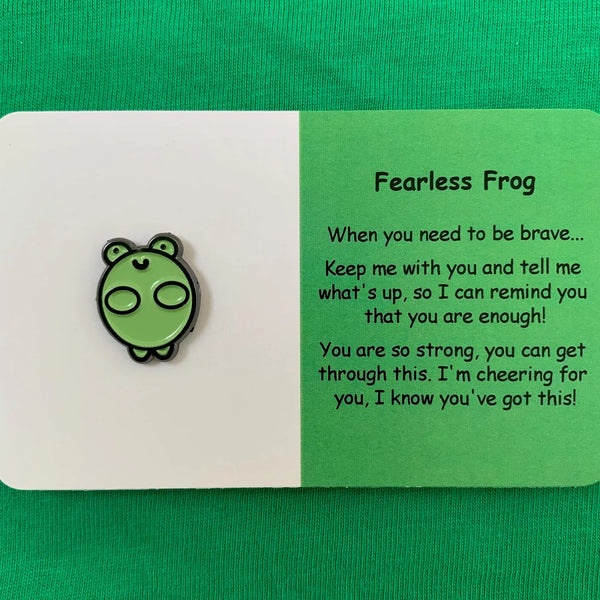 Fearless Frog | Mental Wellbeing Lapel Pin by Little Joys by Amelie. Australian Art Prints and Homewares. Green Door Decor. www.greendoordecor.com.au