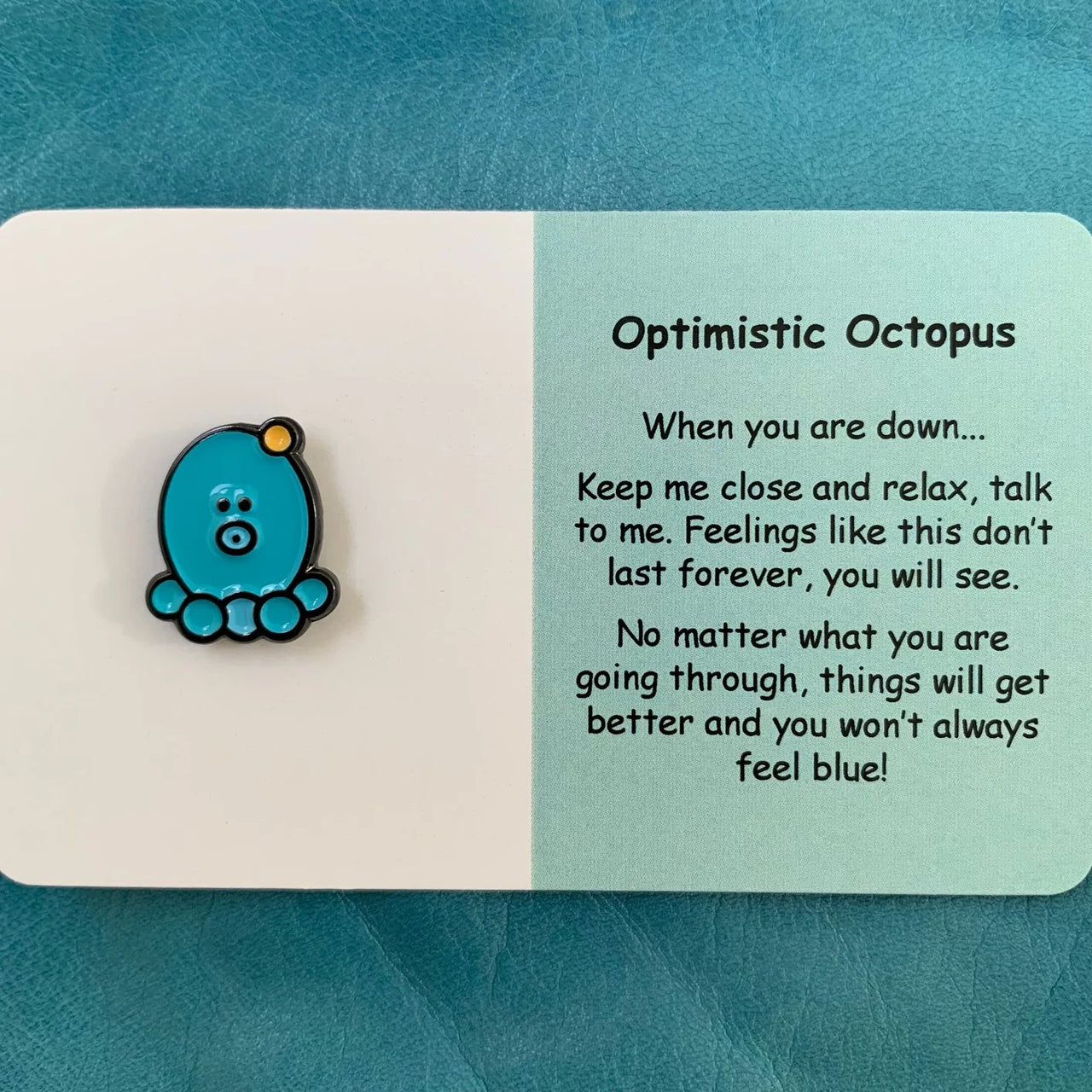 Optimistic Octopus | Mental Wellbeing Lapel Pin. Australian Art Prints and Homewares. Green Door Decor. www.greendoordecor.com.au