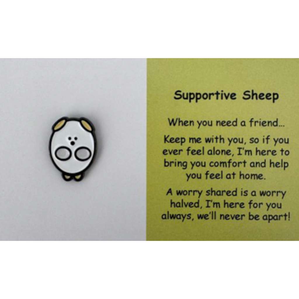 Supportive Sheep | Mental Wellbeing Lapel Pin by Little Joys by Amelie. Australian Art Prints and Homewares. Green Door Decor. www.greendoordecor.com.au
