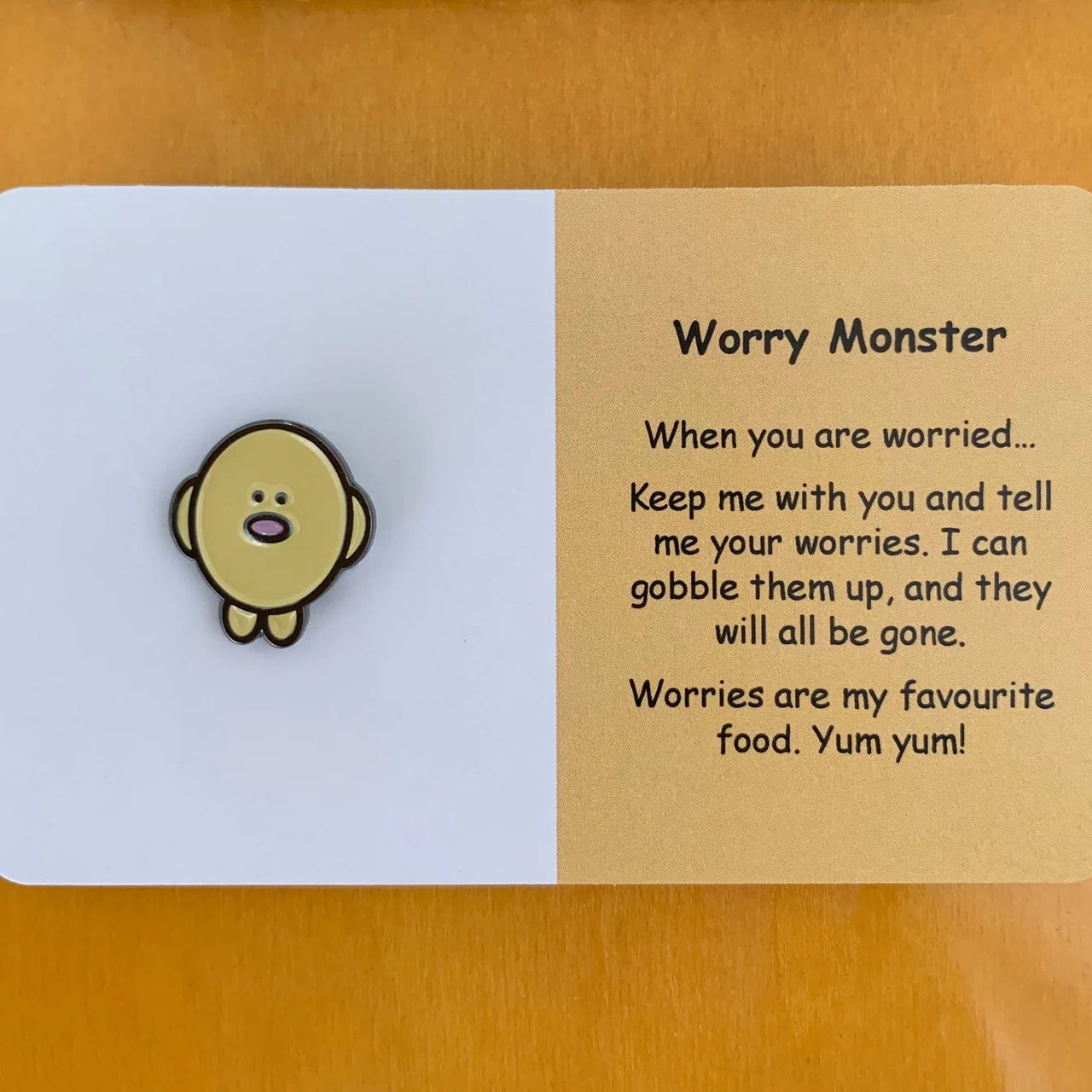 Worry Monster | Mental Wellbeing Lapel Pin by Little Joys by Amelie. Australian Art Prints and Homewares. Green Door Decor. www.greendoordecor.com.au