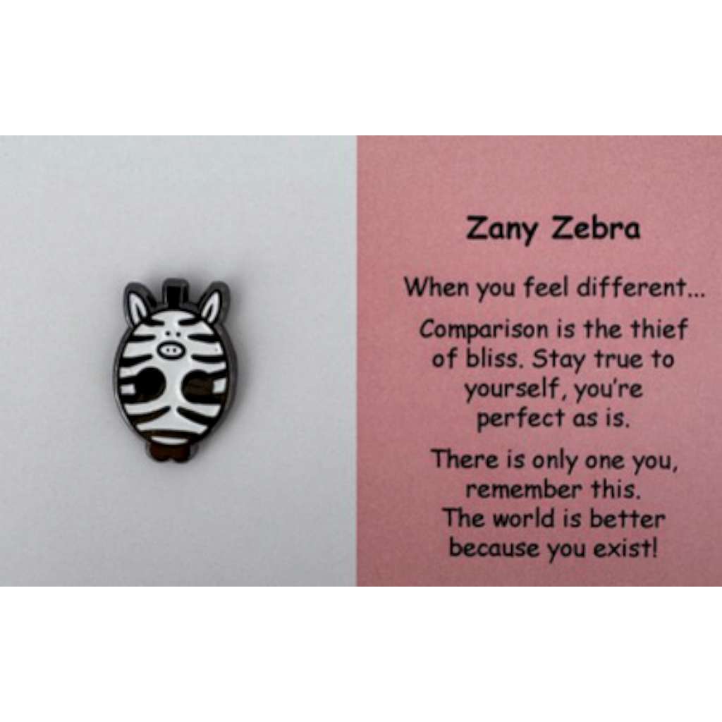 Zany Zebra | Mental Wellbeing Lapel Pin by Little Joys by Amelie. Australian Art Prints and Homewares. Green Door Decor. www.greendoordecor.com.au