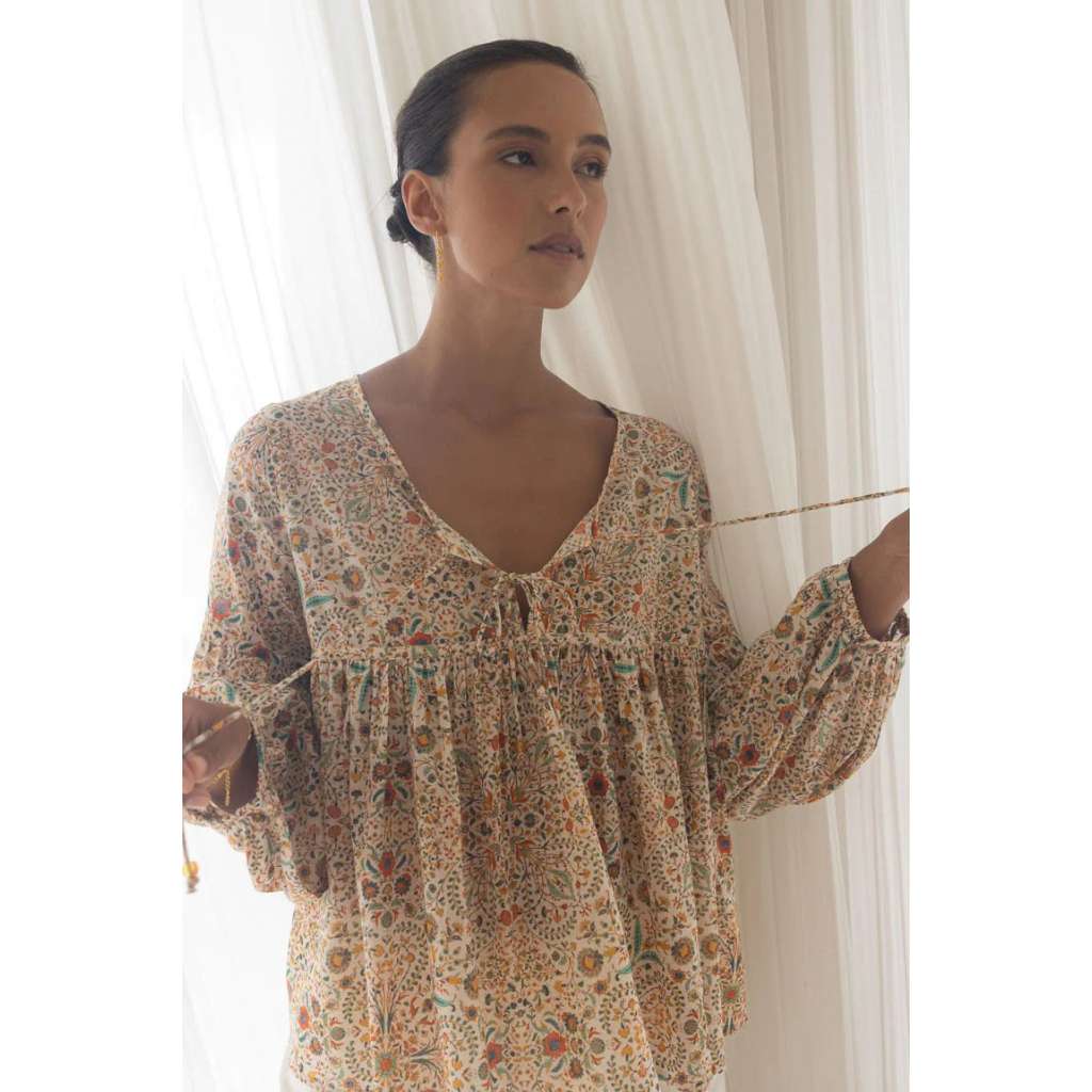 Lara Blouse | Almond Print by Humidity Lifestyle. Australian Art Prints, Gifts, Fashion and Homewares. Green Door Decor. www.greendoordecor.com.au