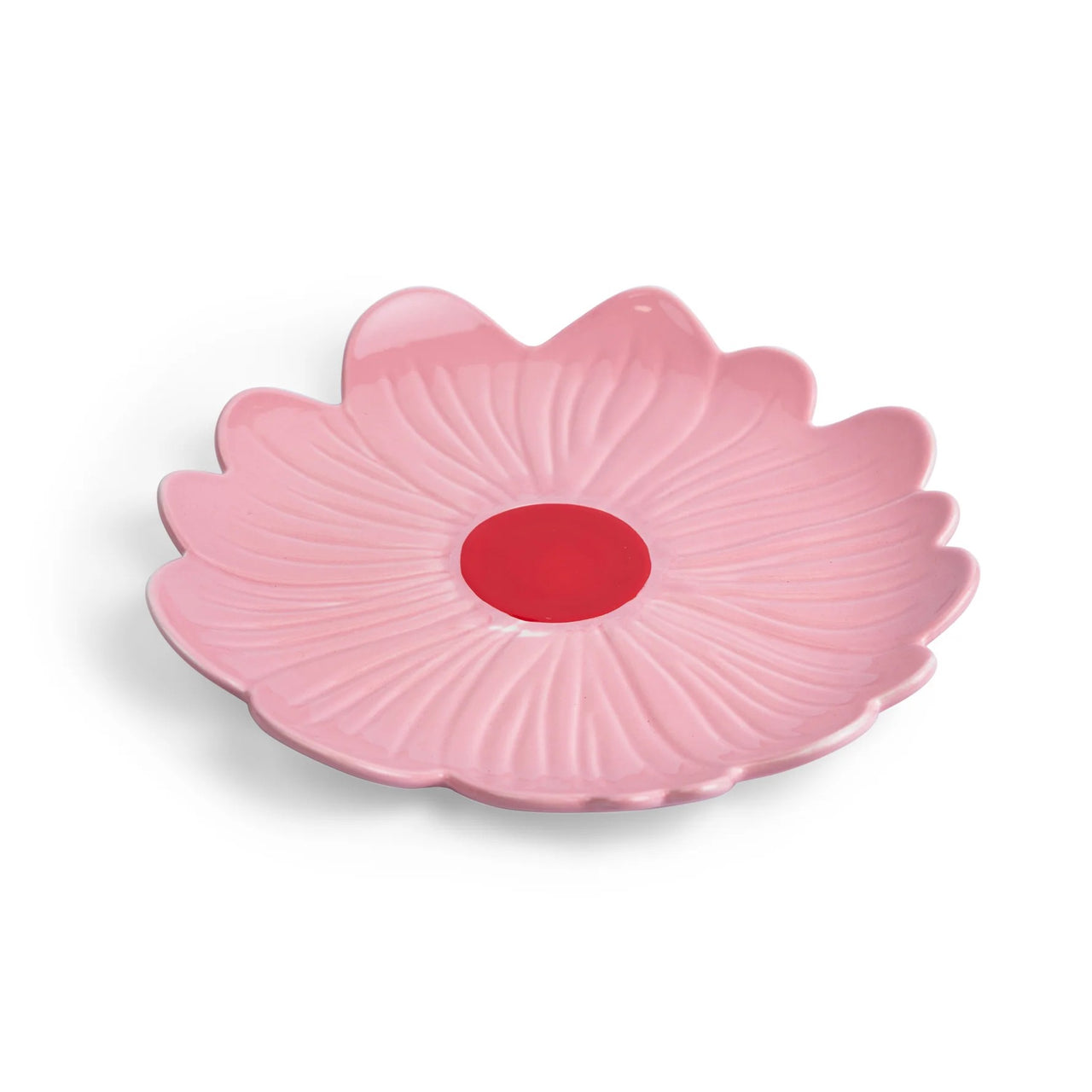 Large Ceramic Flower Plate | Pink with Red Centre by Noss & Co. Australian Art Prints and Homewares. Green Door Decor. www.greendoordecor.com.au