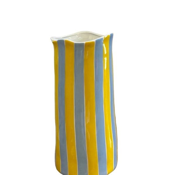 Noss Large Vase | Cornflower Blue & Yellow Stripe by Noss & Co. Australian Art Prints, Fashion and Homewares. Green Door Decor. www.greendoordecor.com.au