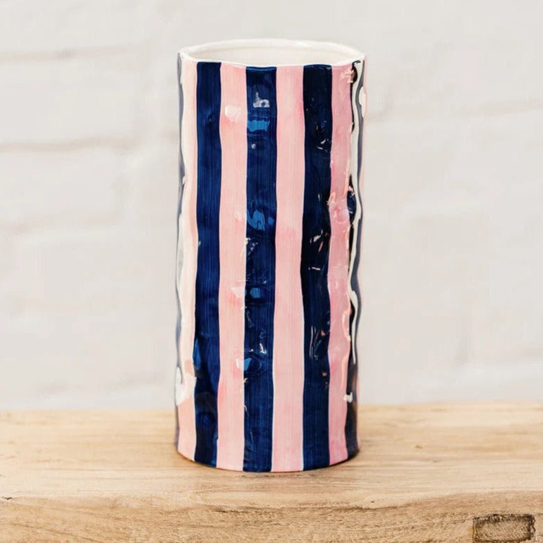 Large Vase | Navy & Pink Stripe by Noss & Co. Australian Art Prints and Homewares. Green Door Decor. www.greendoordecor.com.au