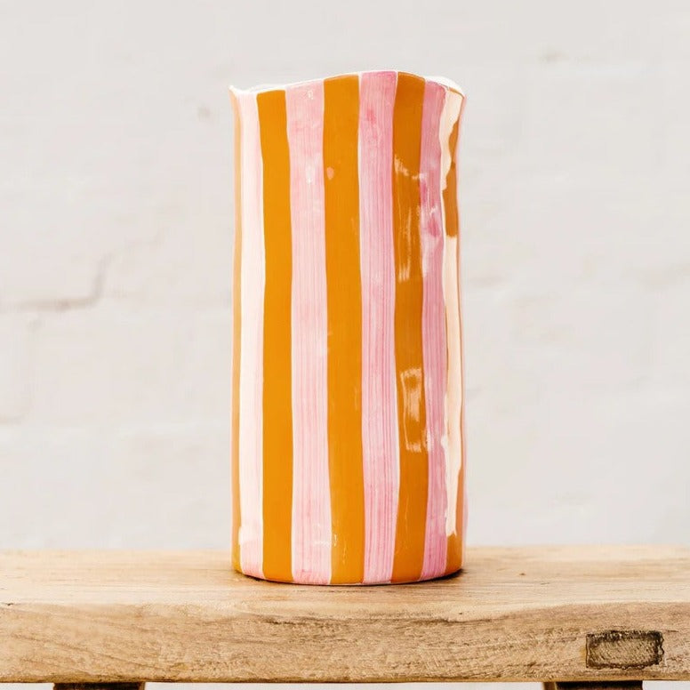 Large Vase | Pink & Orange Stripe by Noss Ceramics. Australian Art Prints and Homewares. Green Door Decor. www.greendoordecor.com.au