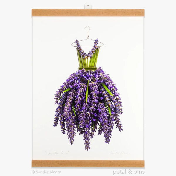 Lavender Gown | Art Print by Petal & Pins. Australian Art Prints, Gifts, Fashion and Homewares. Green Door Decor. www.greendoordecor.com.au