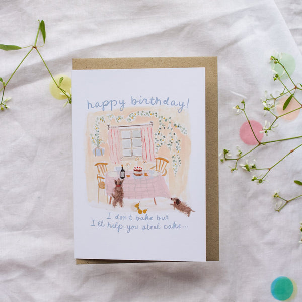Let's Steal Cake - Birthday Greeting Card by The Darling Fig. Australian Art Prints and Homewares. Green Door Decor. www.greendoordecor.com.au
