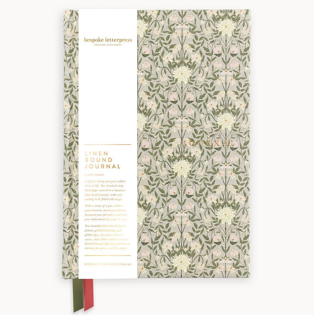 Linen Bound Journal (Lined) | Bloomere by Bespoke Letterpress. Australian Art Prints, Fashion and Homewares. Green Door Decor. www.greendoordecor.com.au