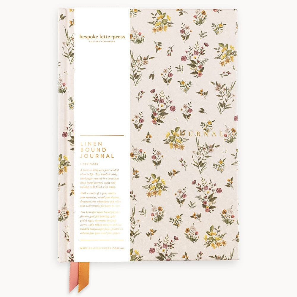 Linen Bound Journal (Lined) | Botanical Blooms by Bespoke Letterpress. Australian Art Prints, Fashion and Homewares. Green Door Decor. www.greendoordecor.com.au