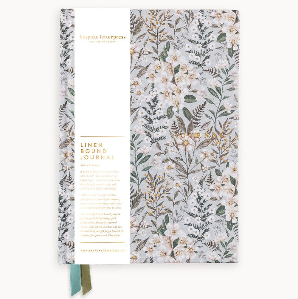 Linen Bound Journal (Bullet) | Ivory Garden by Bespoke Letterpress. Australian Art Prints, Fashion and Homewares. Green Door Decor. www.greendoordecor.com.au