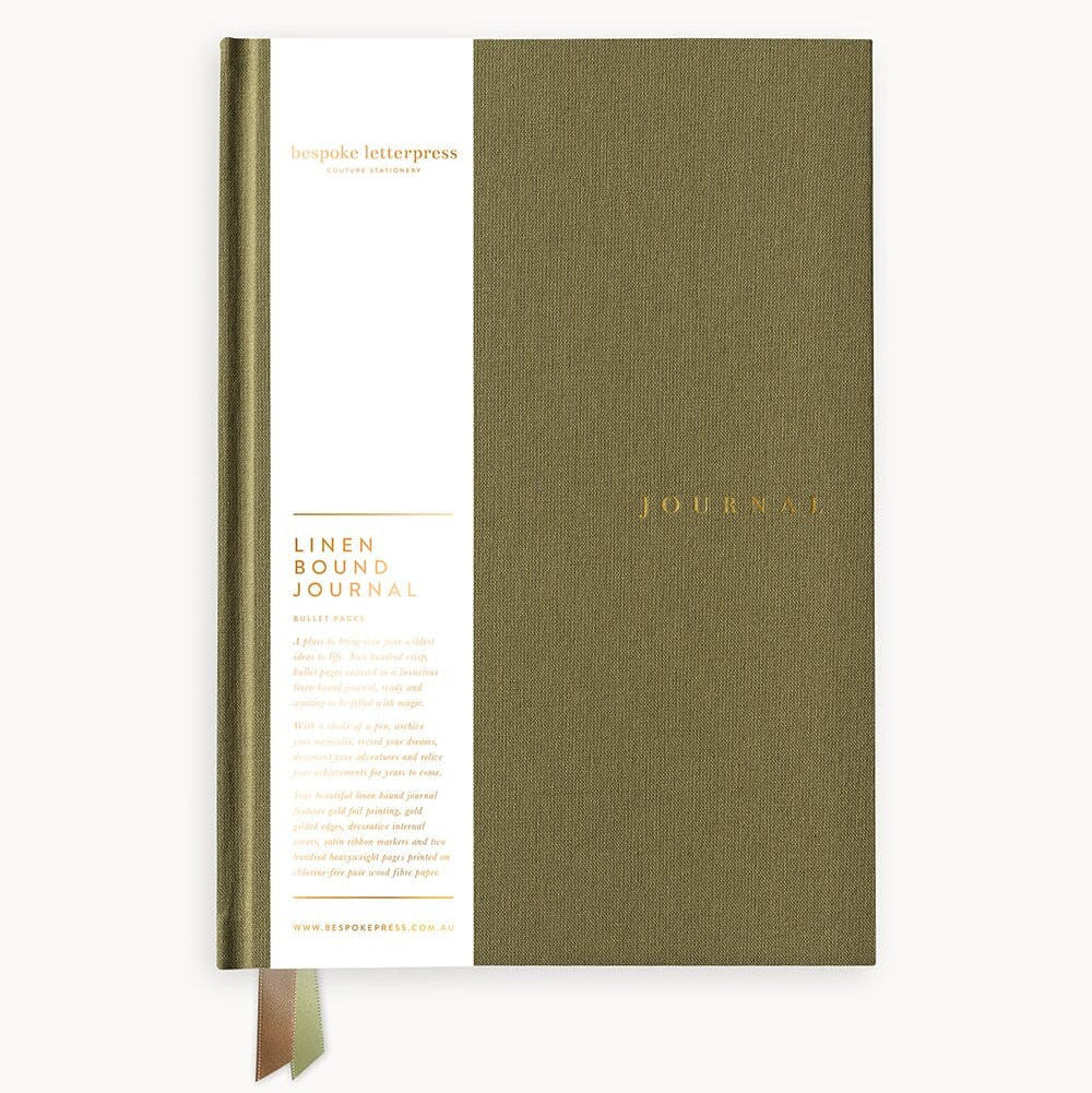 Linen Bound Journal (Lined) | Saltmarsh Green by Bespoke Letterpress. Australian Art Prints and Homewares. Green Door Decor. www.greendoordecor.com.au