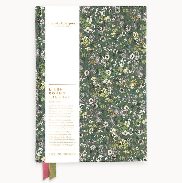 Linen Bound Journal (Bullet) | Summer Perennials by Bespoke Letterpress. Australian Art Prints, Fashion and Homewares. Green Door Decor. www.greendoordecor.com.au