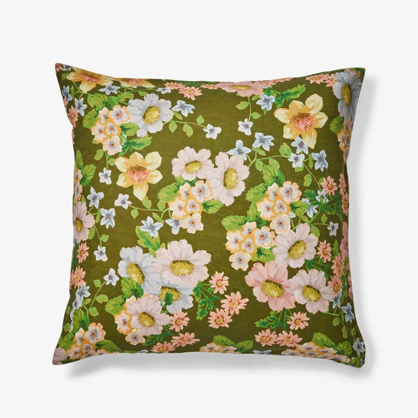 Linen Pillowcase Set - European | Buttercup Olive by Bonnie and Neil. Australian Art Prints, Gifts, Fashion and Homewares. Green Door Decor. www.greendoordecor.com.au
