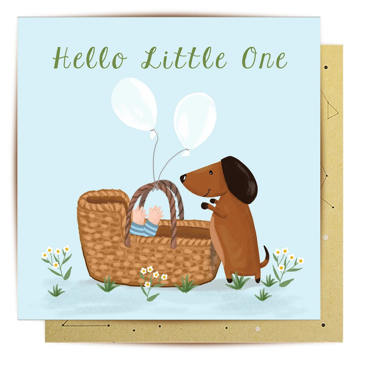 Greeting Card | Little One Basket by La La Land. Australian Art Prints, Gifts, Fashion and Homewares. Green Door Decor. www.greendoordecor.com.au