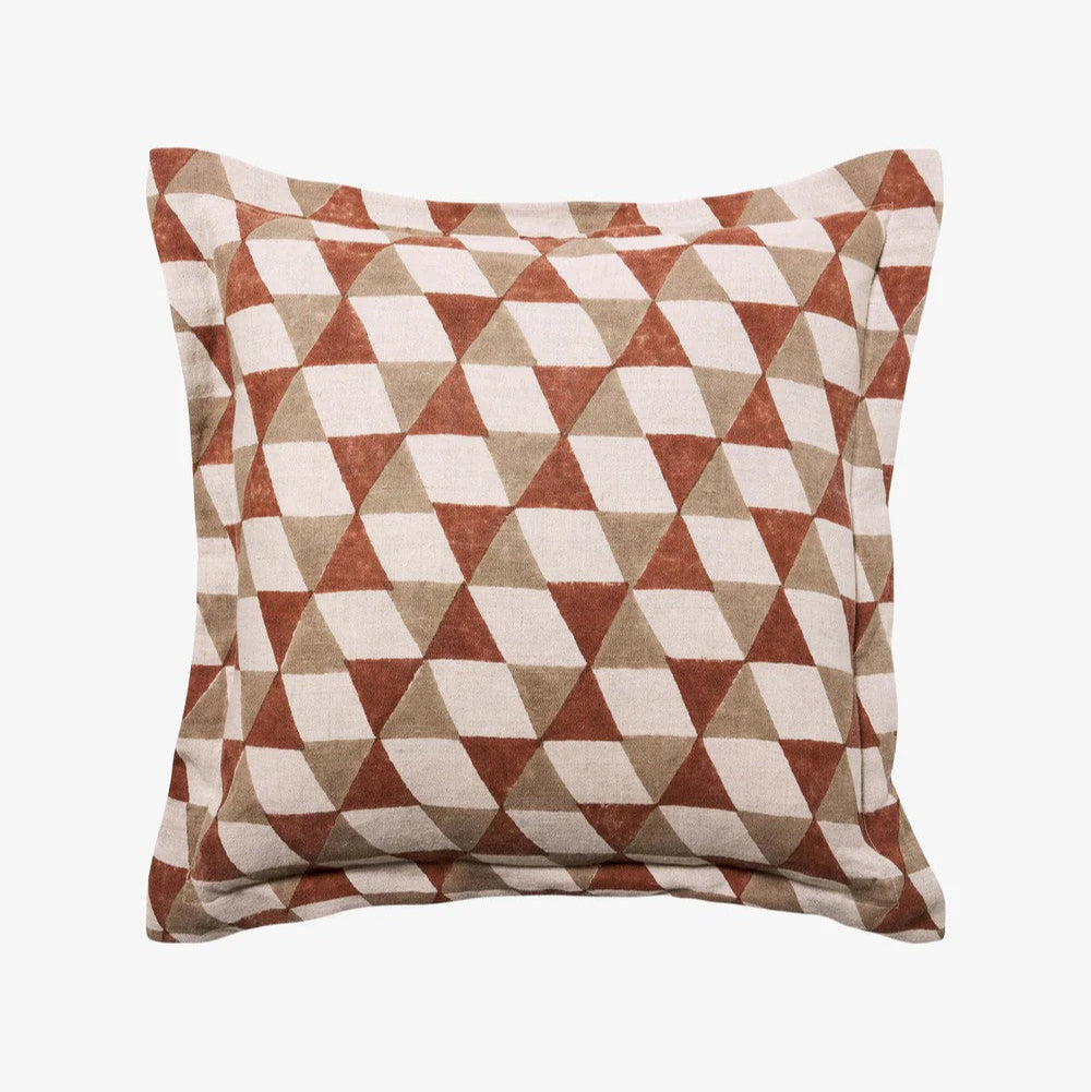 'Lorenzo Baked Clay' Linen Square Cushion (50cm) by L&M Home. Australian Art Prints and Homewares. Green Door Decor. www.greendoordecor.com.au