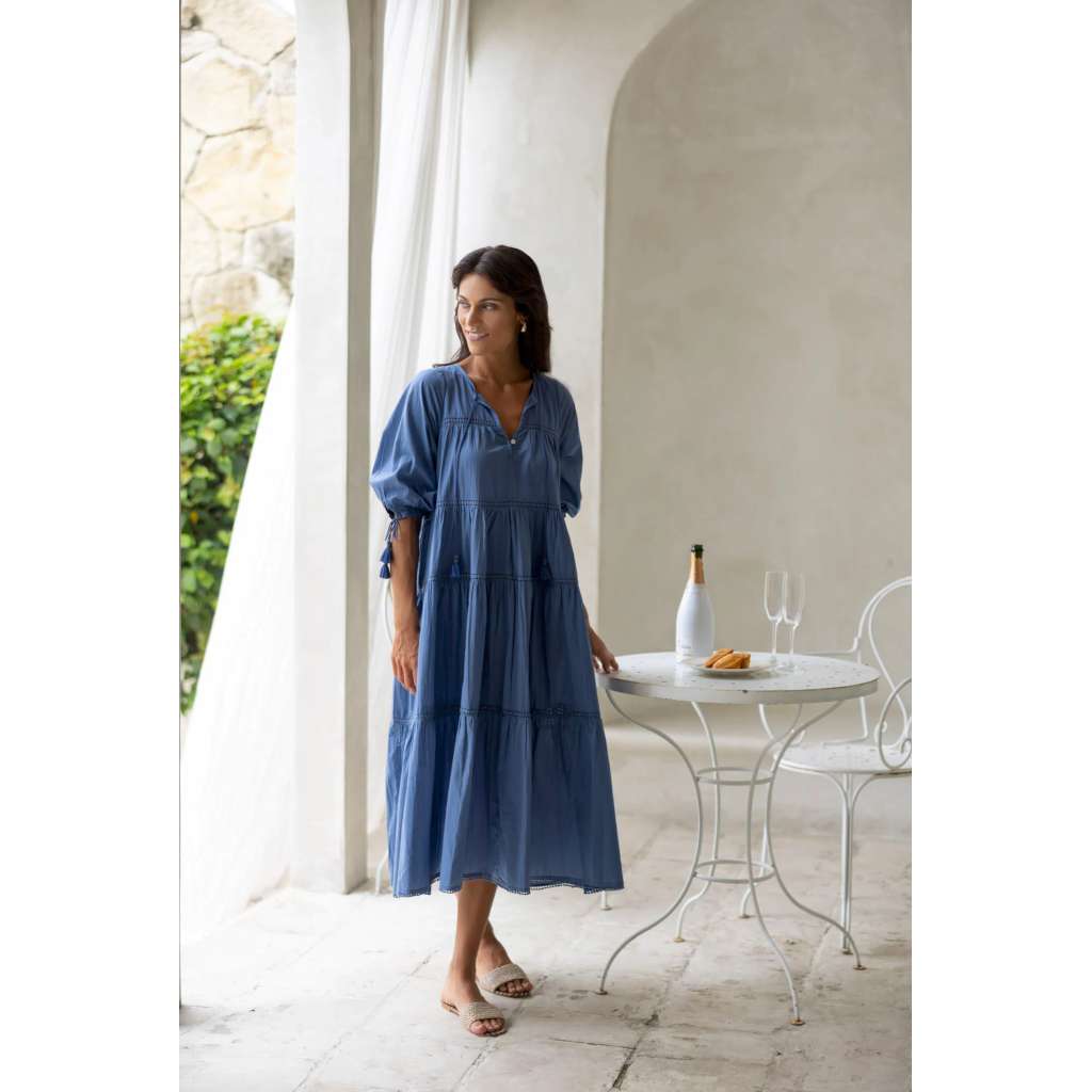 Louisa Tier Dress | Paris Blue by Humidity Lifestyle. Australian Art Prints and Homewares. Green Door Decor. www.greendoordecor.com.au