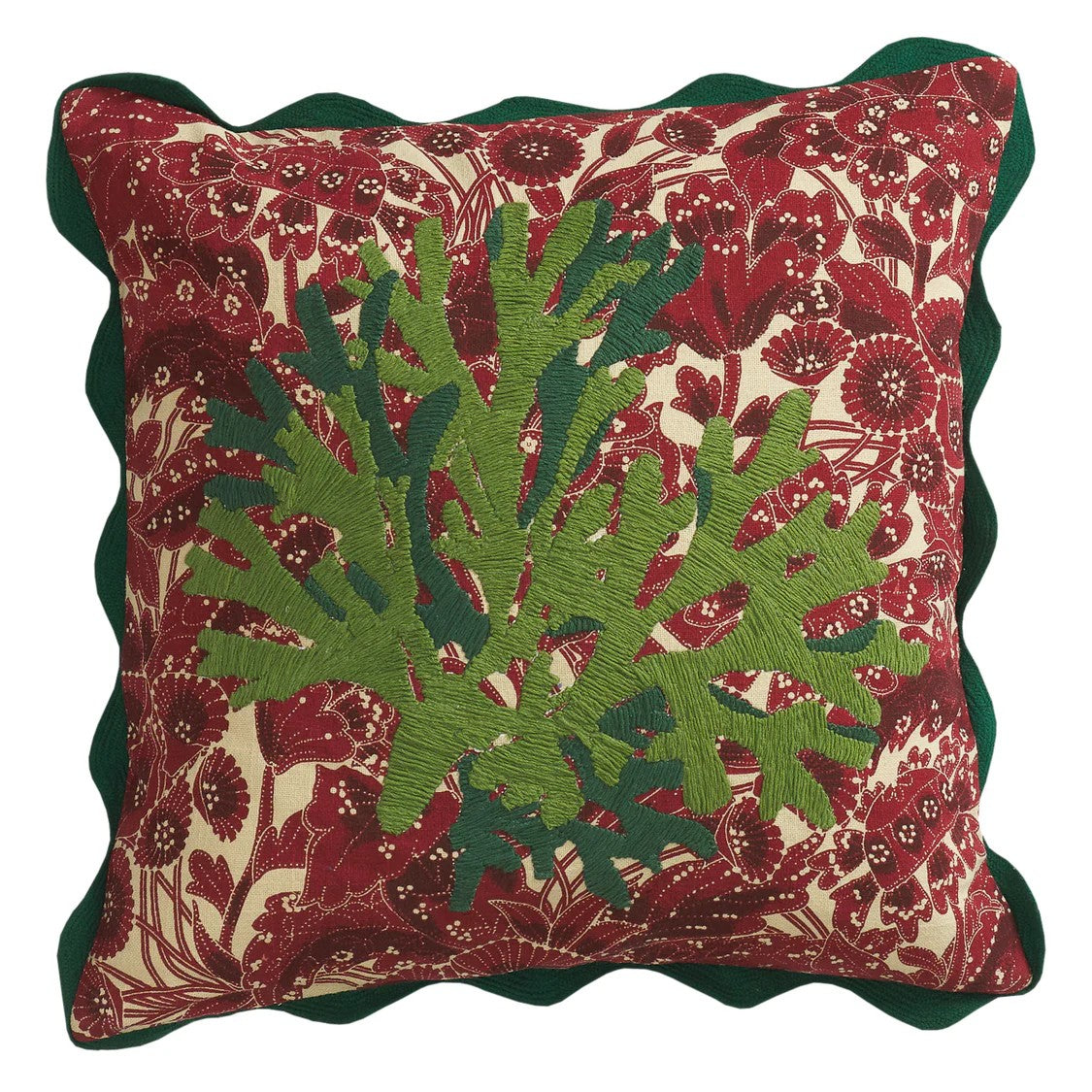 'Lucia' Embroidered Cushion | Crimson by Sage and Clare. Australian Art Prints and Homewares. Green Door Decor. www.greendoordecor.com.au