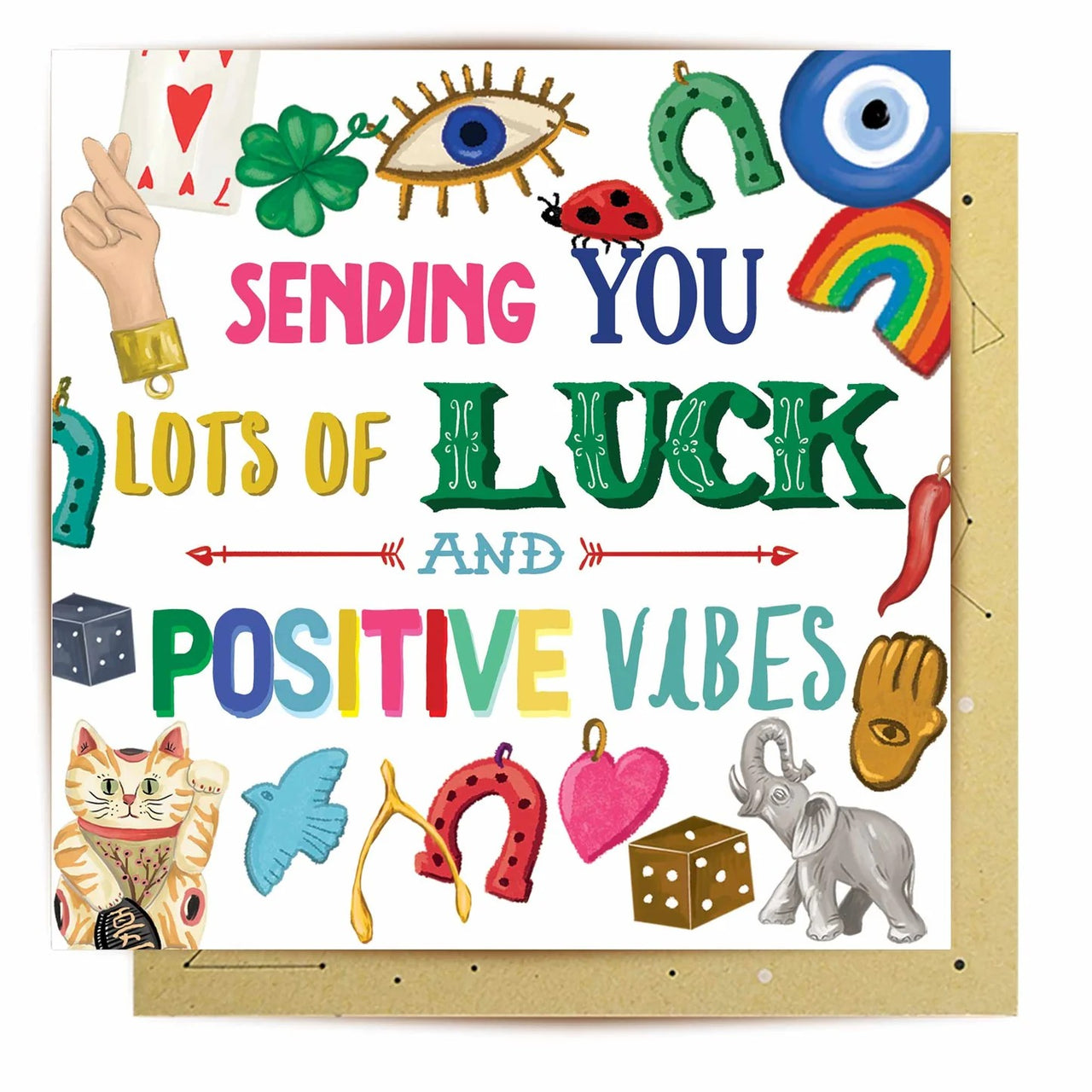 Greeting Card | Luck and Positive Vibes by La La Land. Australian Art Prints, Gifts, Fashion and Homewares. Green Door Decor. www.greendoordecor.com.au