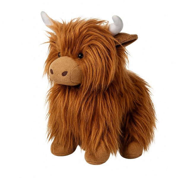 'Mac the Highland Cow' Soft Toy. Australian Art Prints, Gifts, Fashion and Homewares. Green Door Decor. www.greendoordecor.com.au