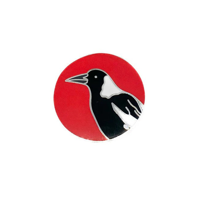 Magpie Pin by Red Parka. Australian Art Prints and Homewares. Green Door Decor. www.greendoordecor.com.au
